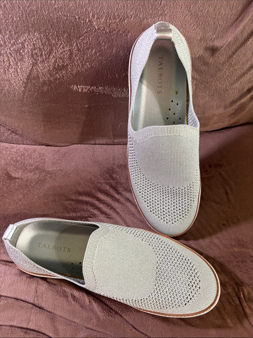 Talbots Light Gray Knit Slip-On Loafers